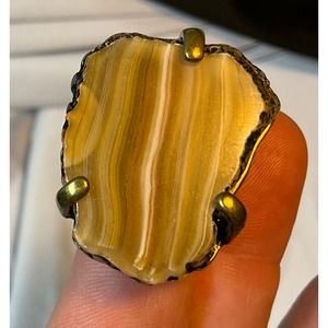 Women’s Expandable Brown Agate Stone Costume Jewelry Ring